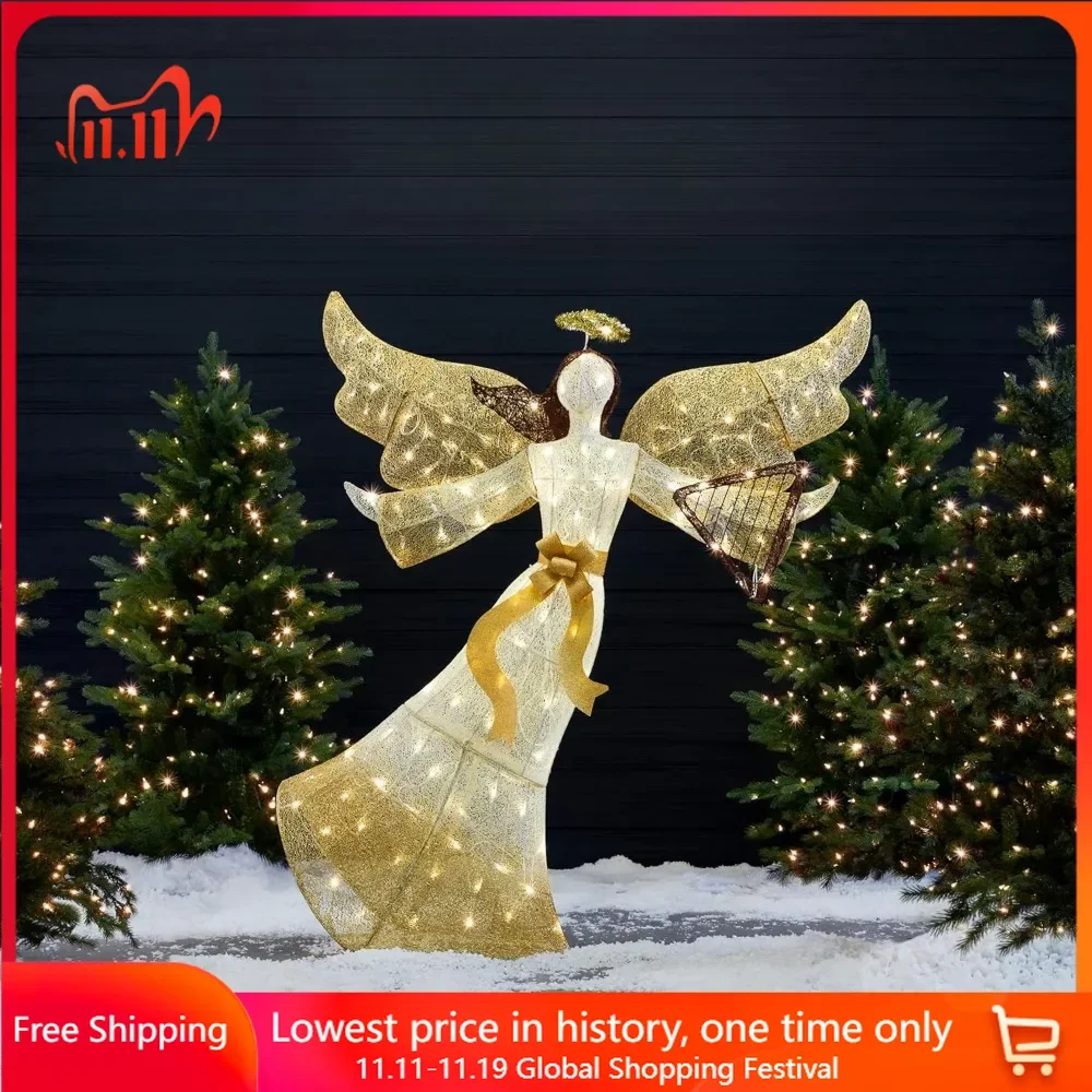 Outdoor Angel Christmas Decoration with Pre Installed Lights and Winged Holiday Characters, Equipped with LED Lights