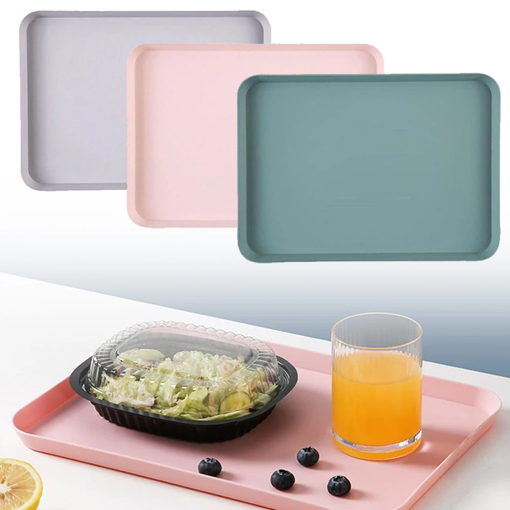 Rectangular Tea Tray Serving Tray Anti-Slip Scratch Resistant Plastic Foods Kitchen Organizer Home Kitchen Fruit Dessert Tray