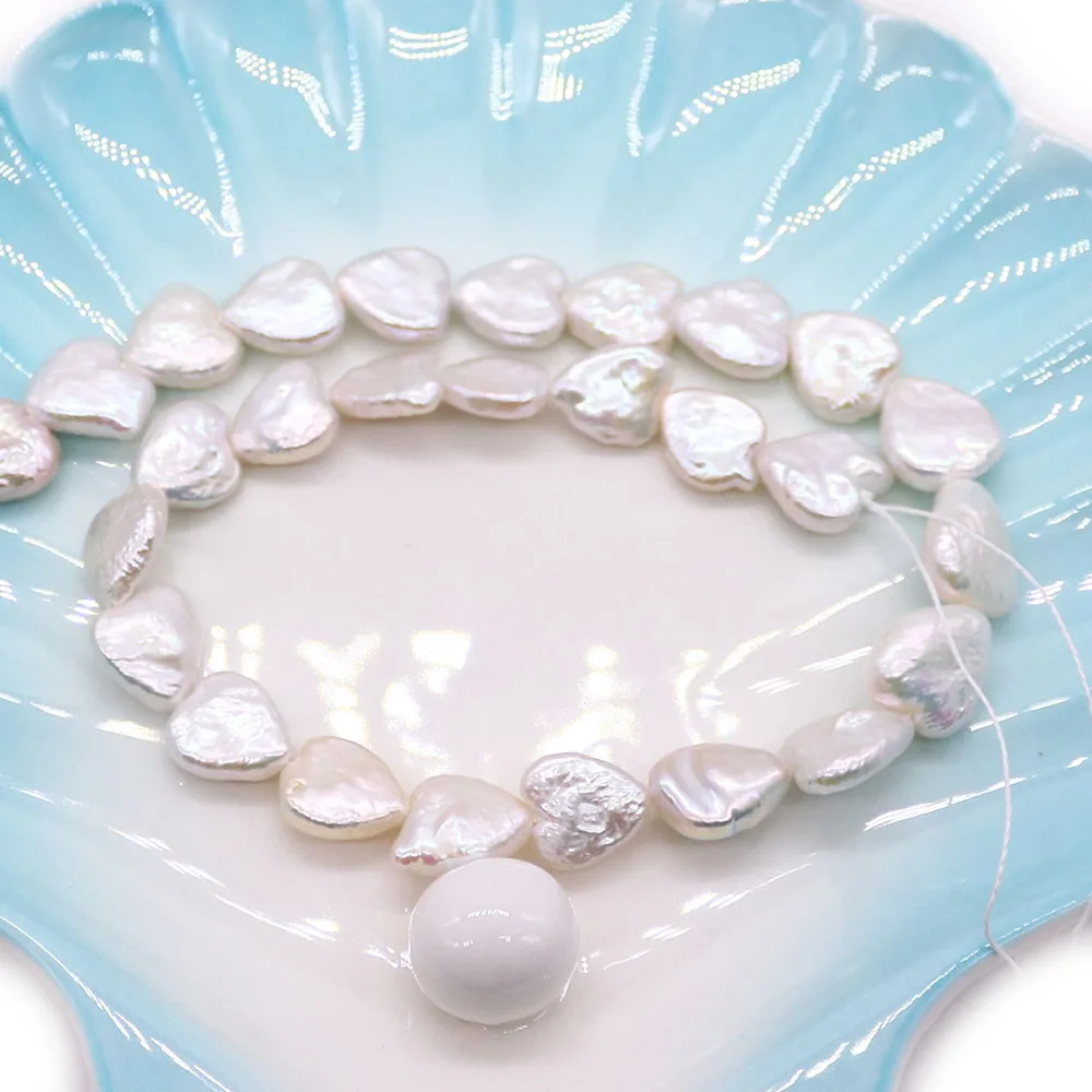Heart-shaped Natural Freshwater Pearls Loose Irregular Straight-hole Beaded Strings DIY Bracelet Necklace Accessories 10x11mm