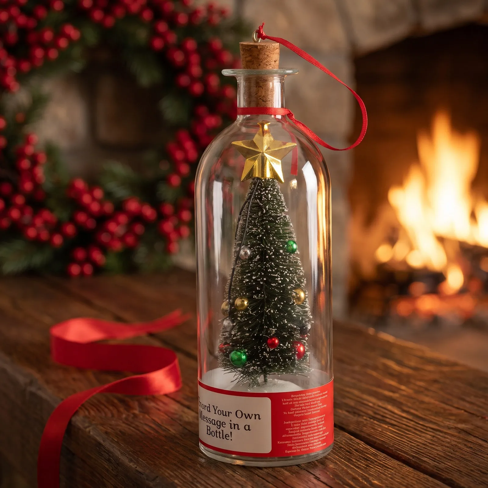 Christmas Tree Glass Bottle Keepsake Christmas Tree Wishing Bottle Ornament Recordable Message Bottle Display Xmas Party Props