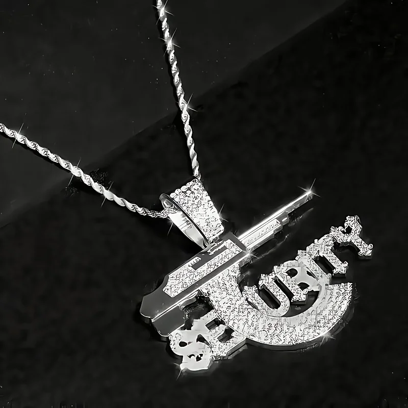 

Street priest ice men's alloy pendant necklace, hip hop sparkling synthetic cubic zirconia chain jewelry, jewelry gifts