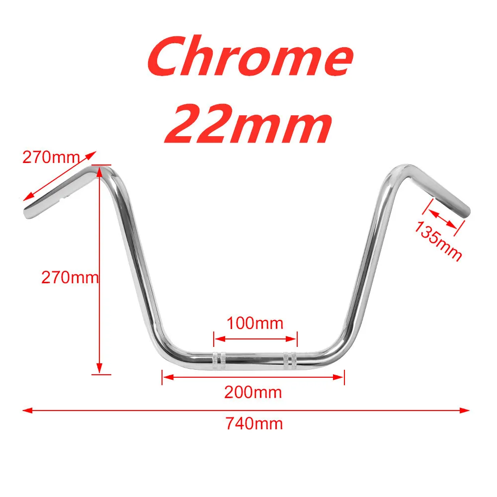 22mm/25mm Motorcycle Handlebar for Harley Sportster XL883 XL1200 X48 Dyna Softail Road King Heritage, Aluminum Custom Bent Bar