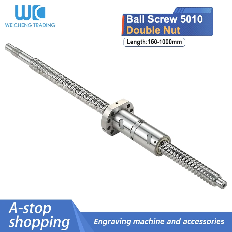 

1PC Ball Screw 5010 Diameter 50mm Lead 10mm Length 150-1000mm+Double Nut End Processing CNC Machine