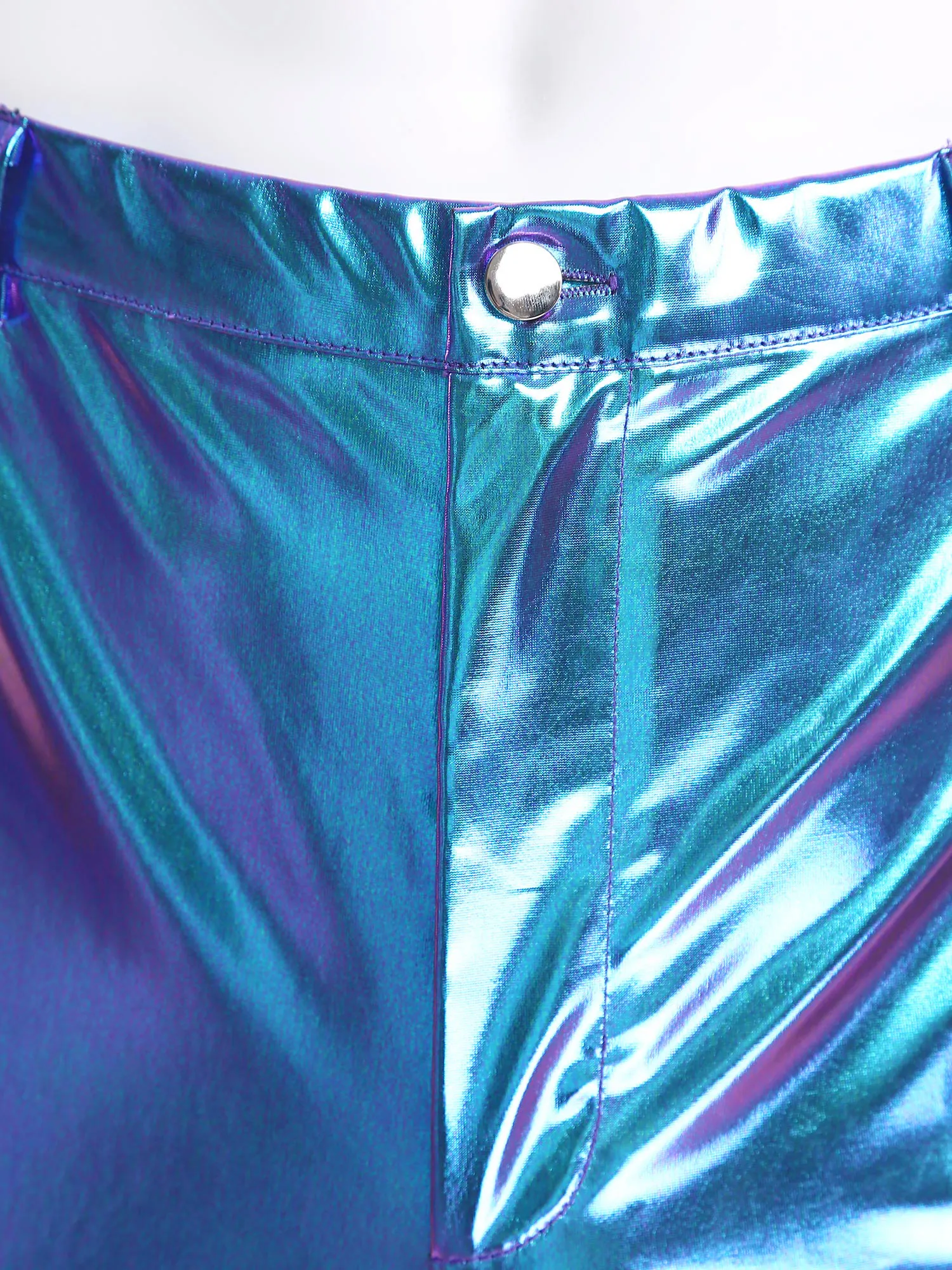 Male Mens Shiny Metallic Flare Pants Sexy PU Leather Pants Vintage 70s Disco Pants Trousers for Nightclub Rave Party Dance Wear view 5