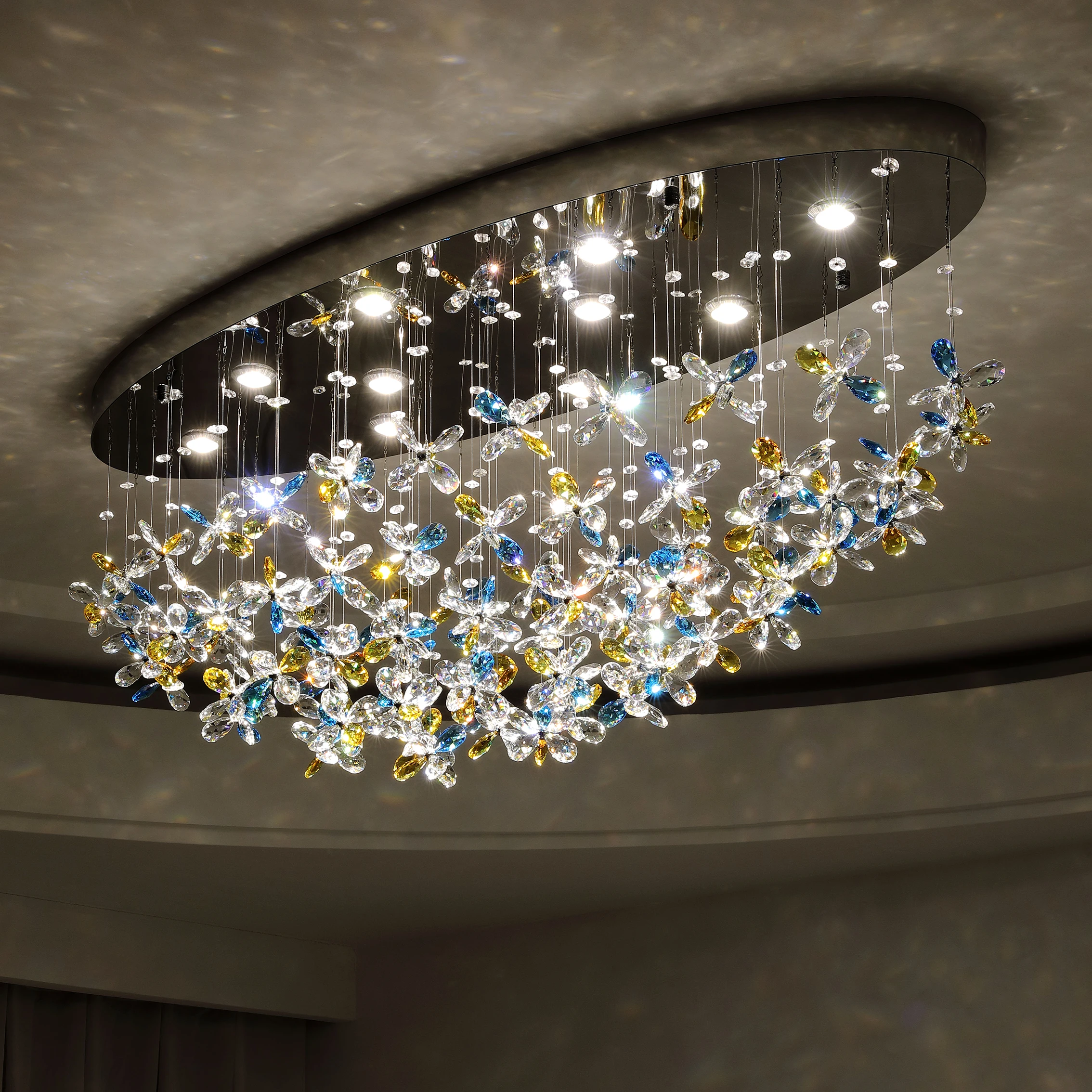 

French-Style Living Room Main Light Bedroom Ceiling Lamp HighEnd Style Hall Crystal Lamp Warm And Romantic Flower Girl Room Lamp