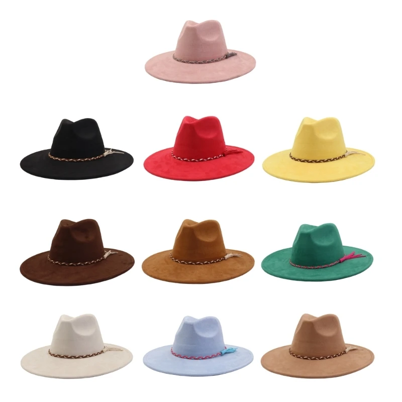 31BB Photography Fedoras Hat for Women with Braided Band, Structured Body, Flat Brims 56-58 Size for Parties