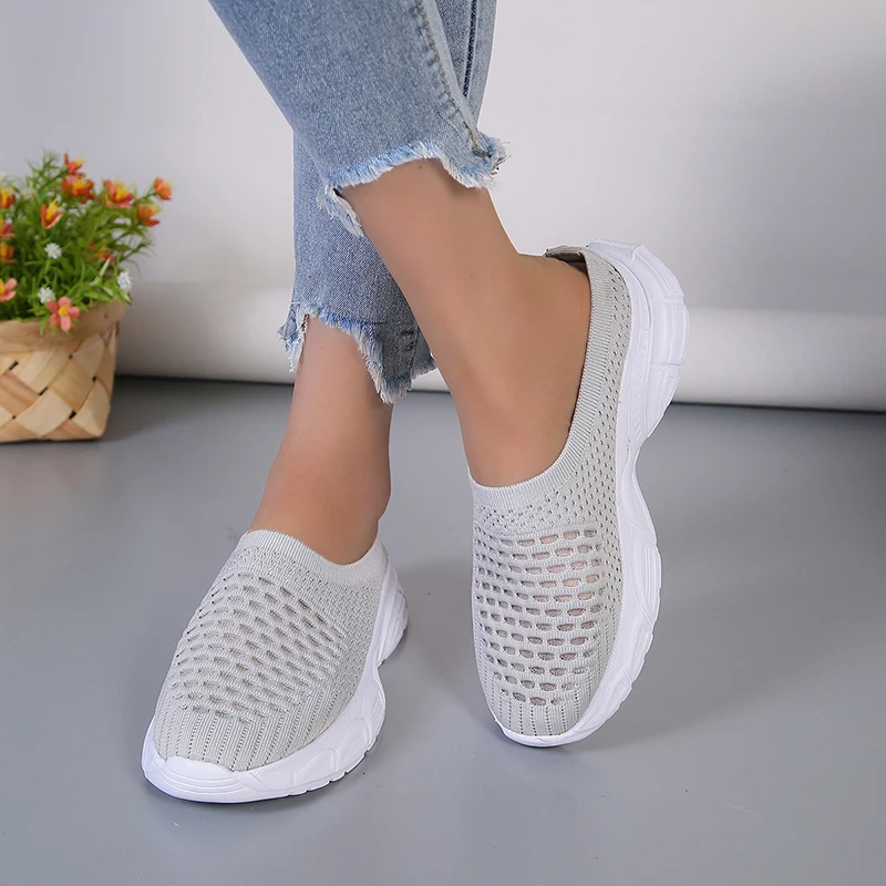 Shoes for Women Slip-on Women\'s Slippers Summer Platform Outdoor Walking Ladies Mesh Shoes Breathable Casual Female Flats