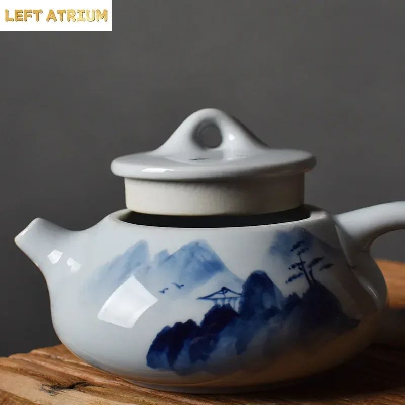 Hand Drawn Teapot with Stone Ladles, Ceramic Kung Fu Tea Se