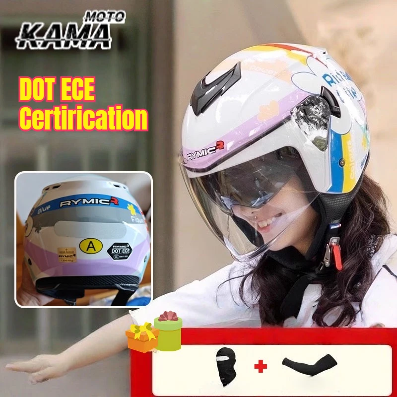 

Новые двойные козырьки, мужской мотоциклетный шлем для женщин, гоночный защитный защитный шлем для езды 3/4, аварийные шлемы, Casco Moto Scooter