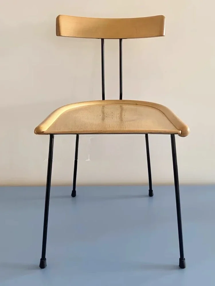 Medieval solid wood furniture Danish designer recommends metal dining chair model room single chair household dining chair