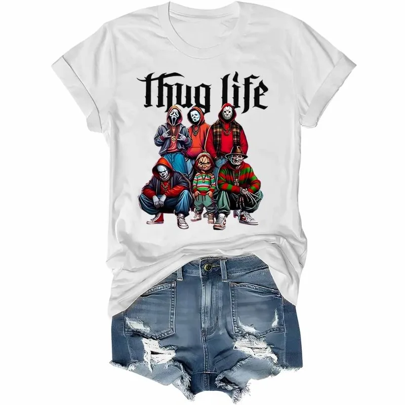 Thug Life Horror Movie T-Shirt Friends Horror Character Halloween Shirt Halloween Funny Graphic Tshirt