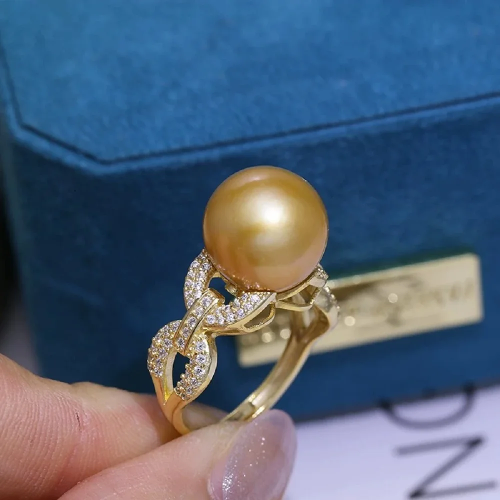 

Natural Pearl AAAA11-12mm South Sea Round Pearl Ring, Adjustable Opening 925s, Available in Three Colors