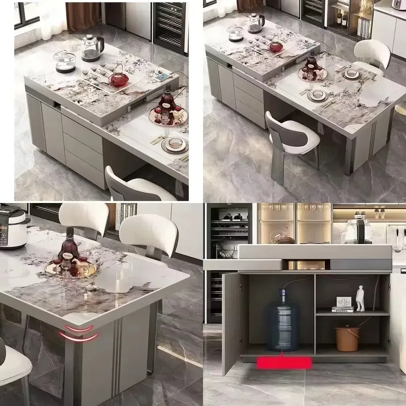 High Quality Small Kitchen Island Modern Design White Retractable with Stove