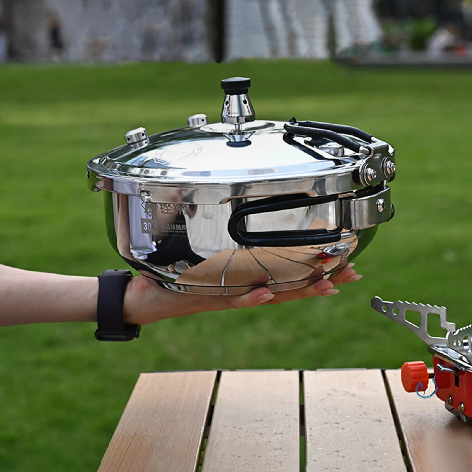 Stainless Steel Pressure Cooker Outdoor Small Pressure Cooker Nonstick With Secure Knobs Instant Cooking Pot  High Pressure