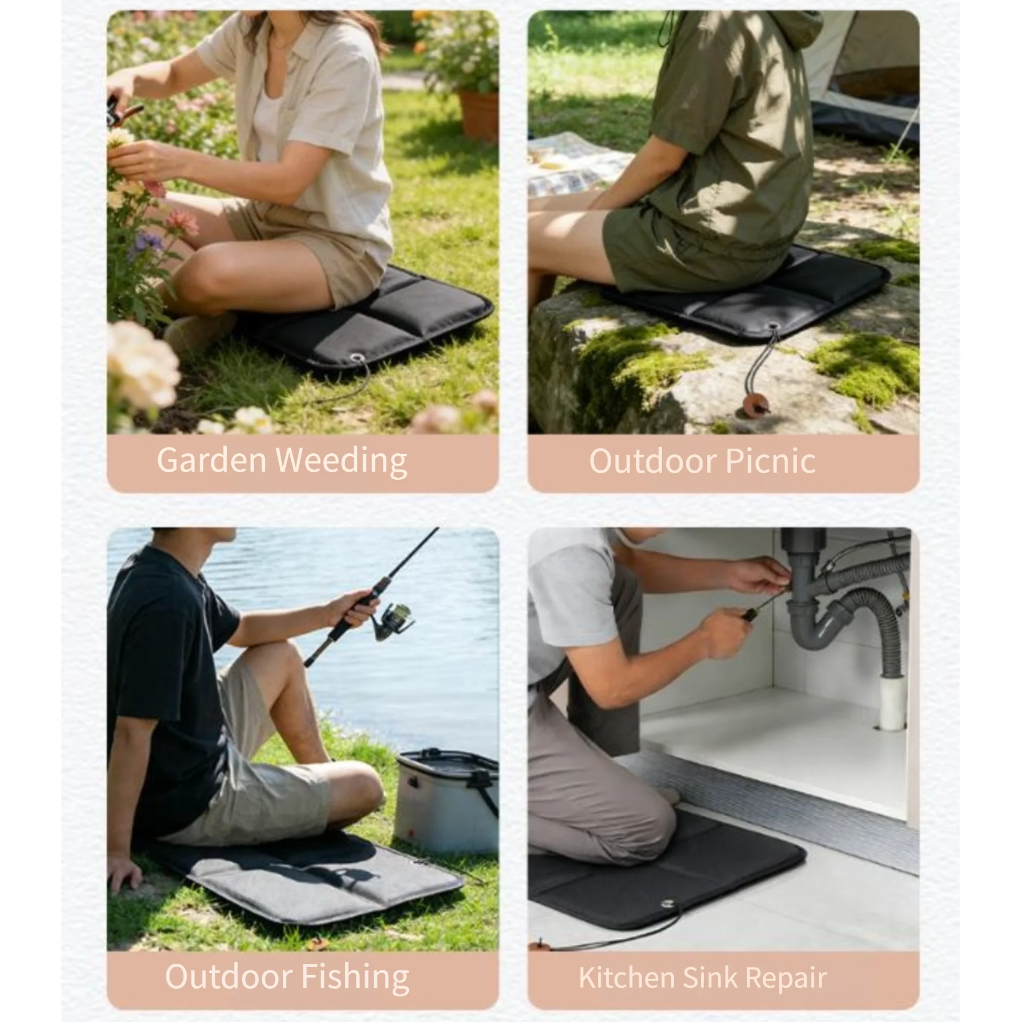 Garden Kneeling Pad Oxford Fabric Foldable Comfort-Cushion Waterproof Foam Mat Seat Mat For Outdoor Gardening