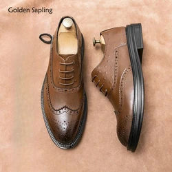 Golden Sapling Men Oxfords Fashion Brogue Shoes Classics Men's Formal Shoes Casual Business Flats Dress Party Wedding Footwear