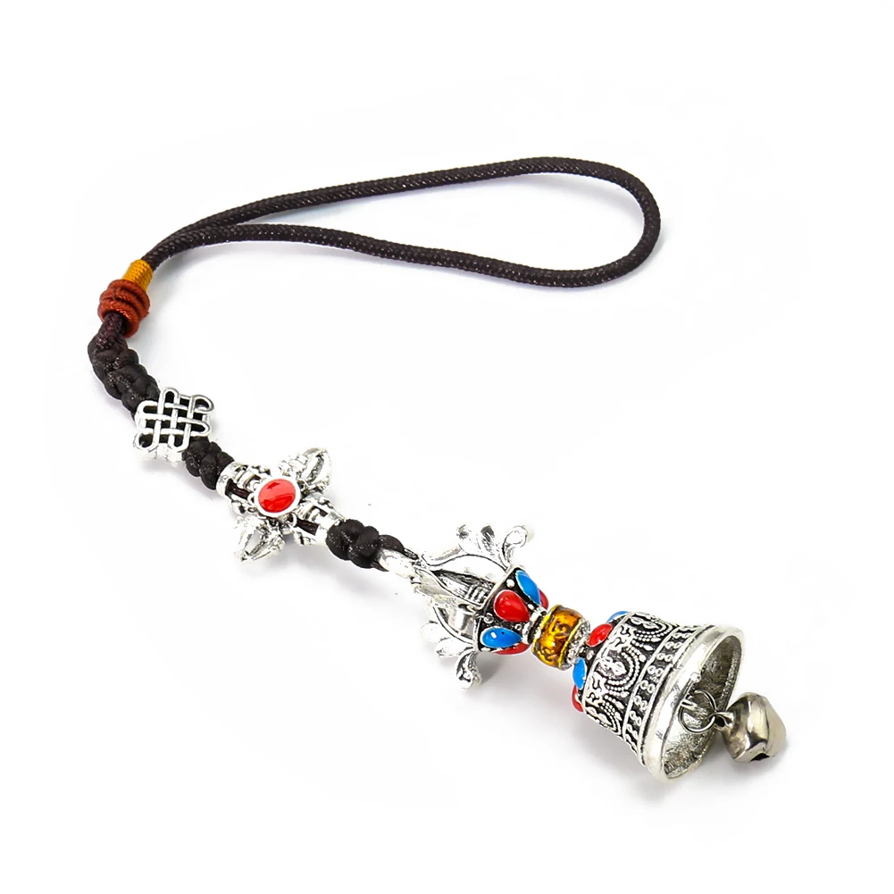 Fortune Vajry Pestle Car Driving Mirror Hanging Om Mani Padme Hum Charms Wall Bell Ornament Buddhism Amulet Woman Jewelry Gift