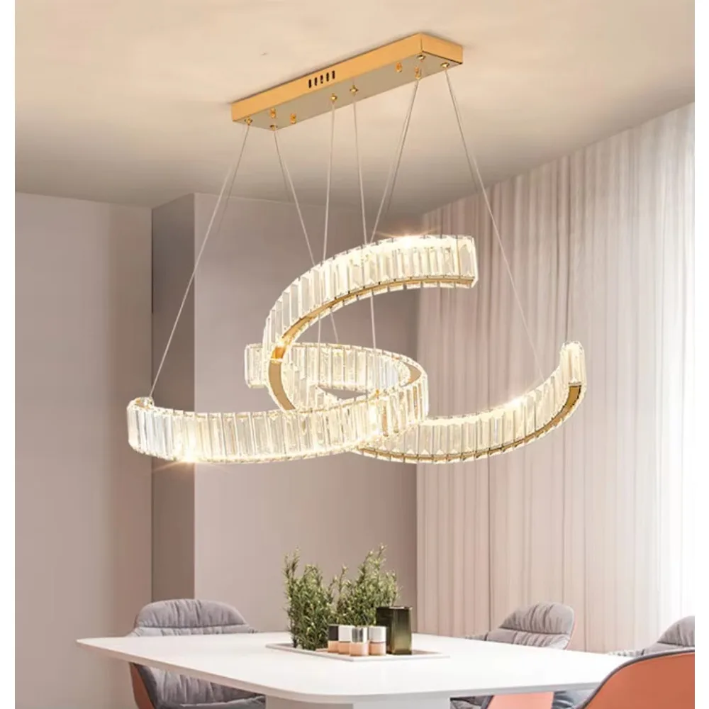 

Stainless steel gold chandelier, symmetrical crystal kitchen hotel lobby living room luminous chandelier