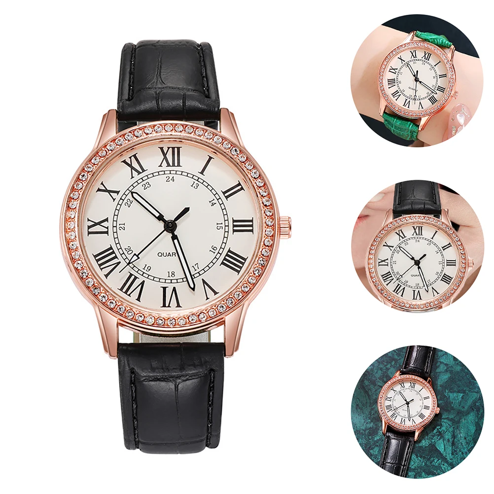 

1 шт., декоративные светящиеся женские кварцевые наручные часы с бриллиантами, стильные повседневные женские часы, модный прочный выбор подарка