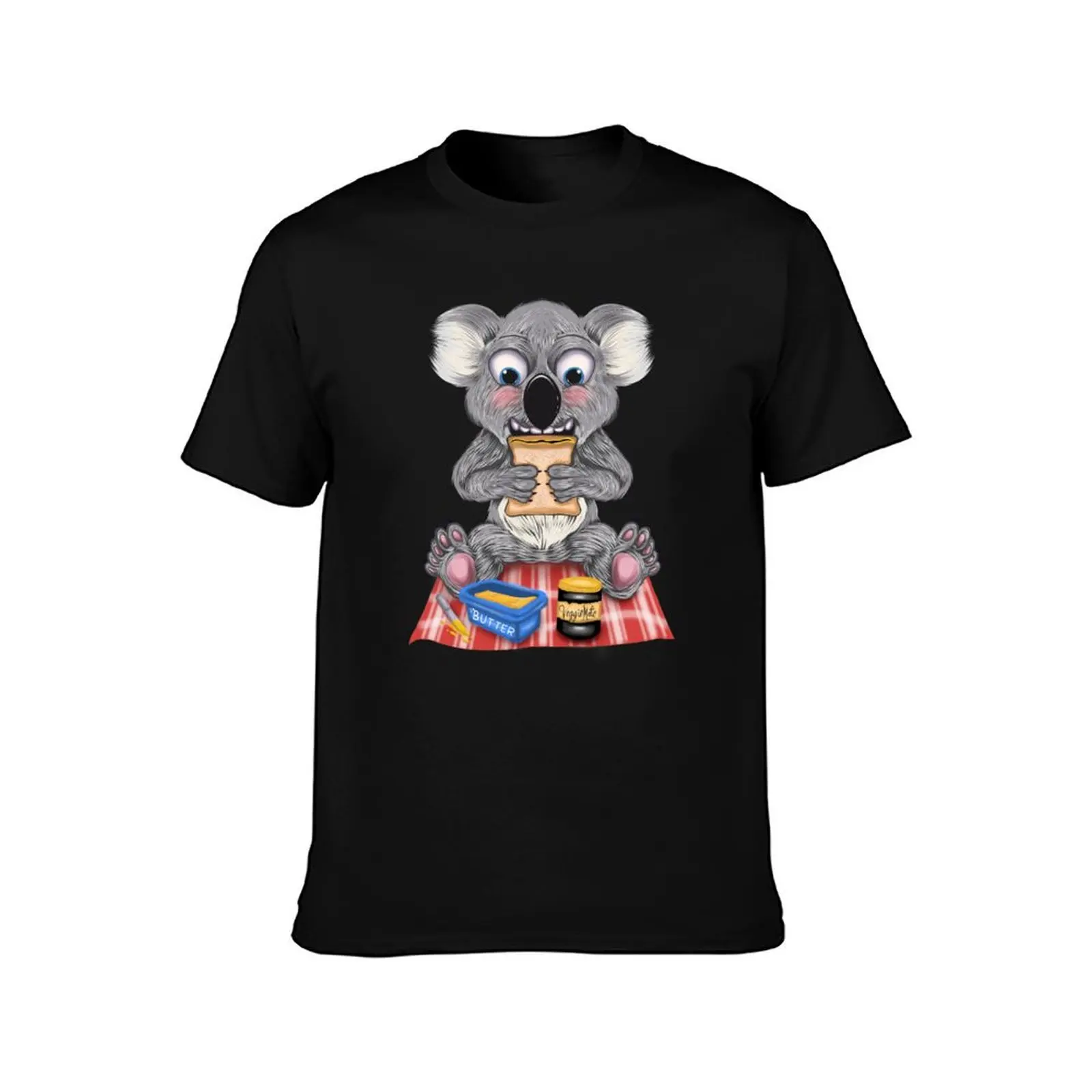 Koala Enjoying Veggie Mate Sandwich T-Shirt Casual Street Style Short Sleeve Tee