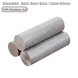 1Pcs 7075 Aluminum Rod Solid Super Hard Aluminum Round Rod Diameter 5mm 6mm-30mm Length 500mm Processing Zero Cutting Customized