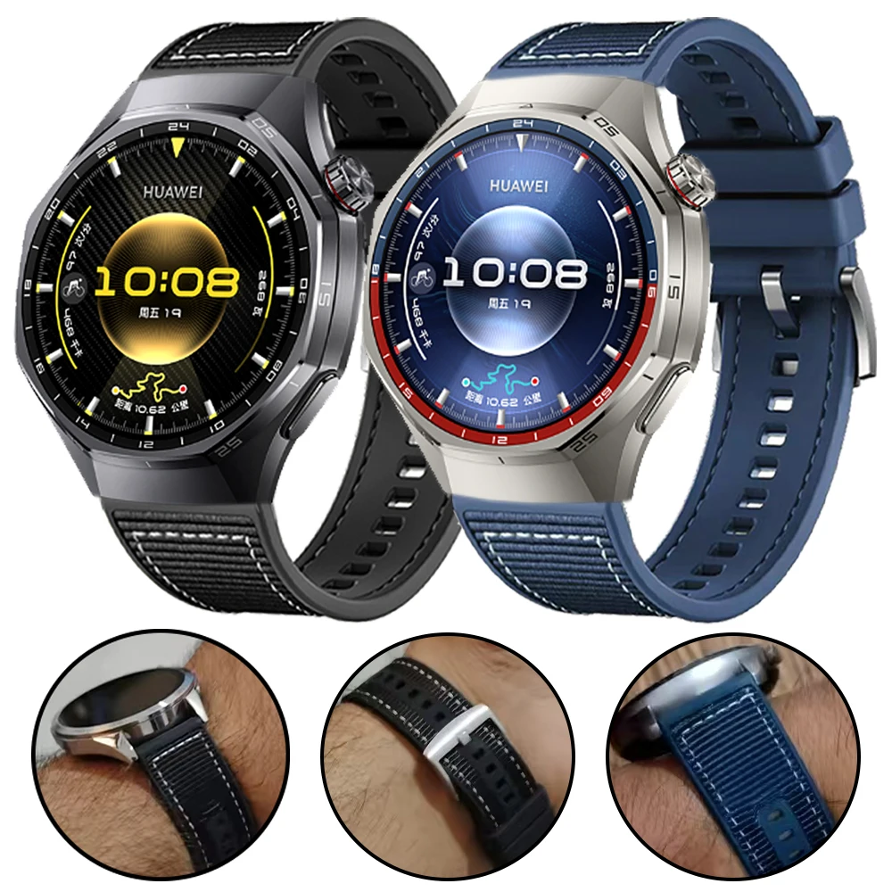 Official Nylon Strap For HUAWEI WATCH 4 5 Pro/GT6 Pro GT6 5 4 46mm Ultimate Sports Wrist Band 22mm Composite Silicone Bracelet