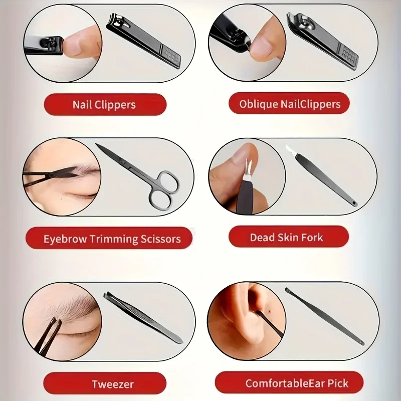 Juego de manicura y pedicura de lujo, cortaúñas a prueba de salpicaduras, tijeras para uñas de acero inoxidable, regalo de Navidad, 10 Uds.