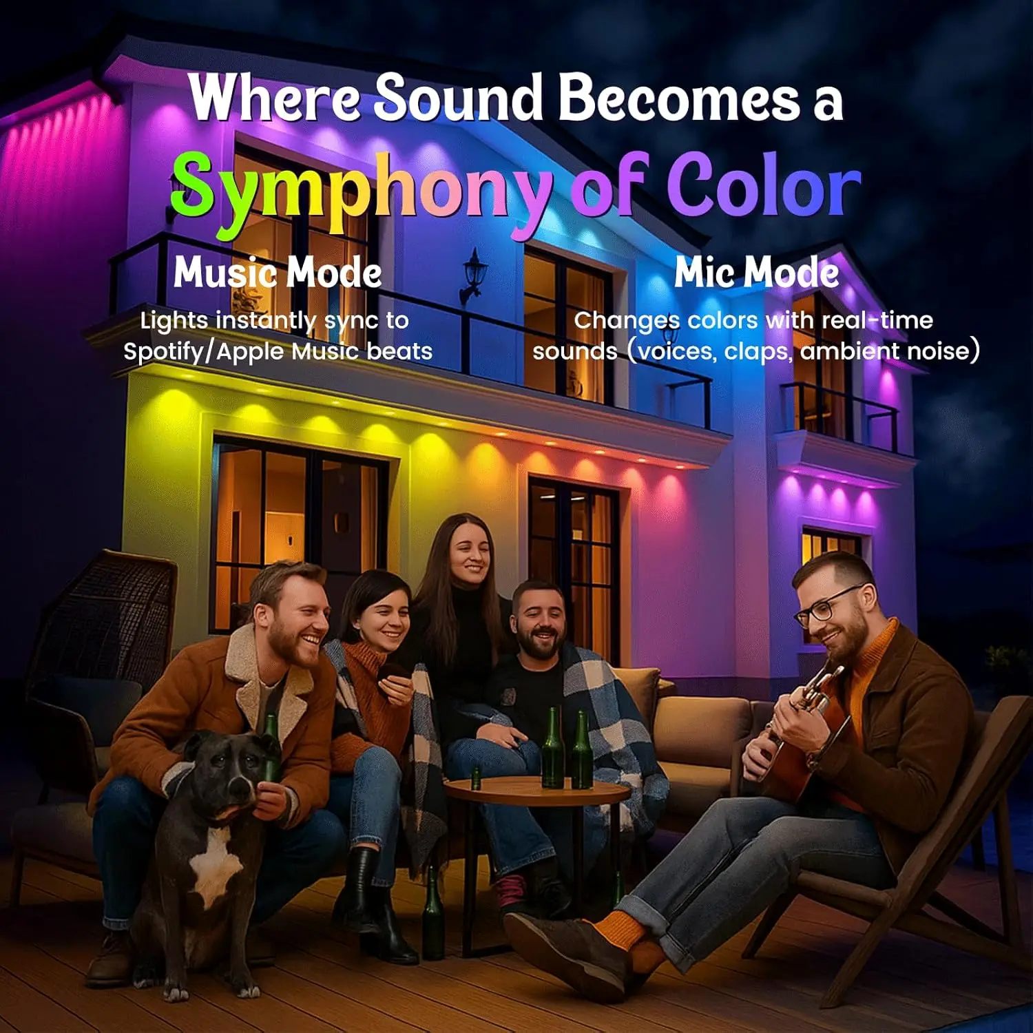 MIMI RGB أضواء خارجية دائمة IP67 أضواء LED مقاومة للماء أضواء الطنف لتقوم بها بنفسك أوضاع المشهد لديكور الهالوين والعطلات #6