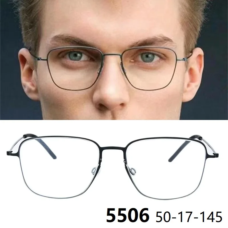 Thin Titanium Glasses Frame Men Ultralight Classic Fashion Square Eyewear Women Eyeglasses Denmark Brand Design 5506 Screwless