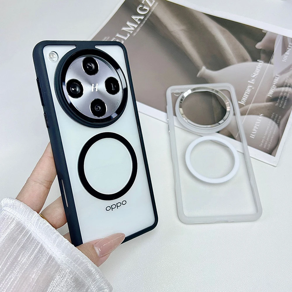 

For Oppo Find X8 and X8 Pro Ultra Case Magsafe Clear Transparent Glossy Lens Frame Protection Matte Good Phone Grip Case Cover