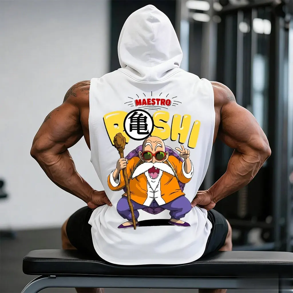 Oversized Gym Vest 2026 Anime Men Tank Top Dragon Ball Master Roshi Casual Sleeveless T Shirt Graphic Tee Summer Y2k Streetwear