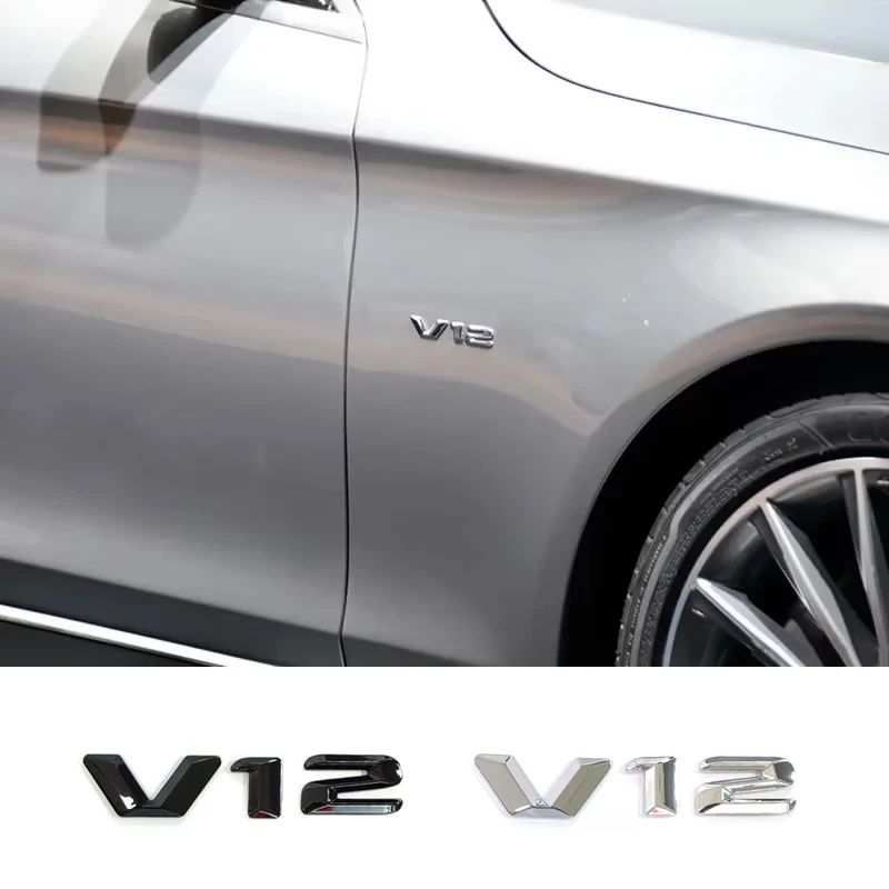 

3D ABS Chrome Letters Car Fender Badge Stickers V12 Emblem Logo For Mercedes Benz Maybach S600 W222 S500 W140 CL600 M275 CLS63