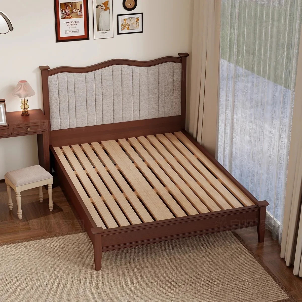 

أرائك غرف المعيشة أرائك غرف المعيشة room American retro soft bag 1.5 meters wedding bed Medieval style bedroom solid wood maste