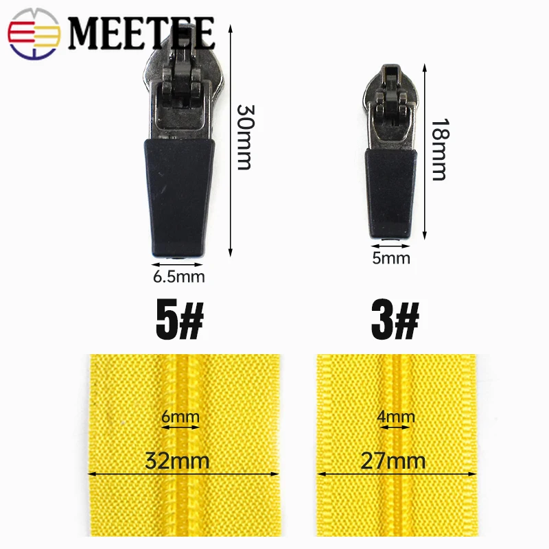 

2/5Meters 3#5# Waterproof Nylon Zippers+Slider Tent Sport Clothes Replace Long Zipper Backpack Replace Zips Sewing Accessories