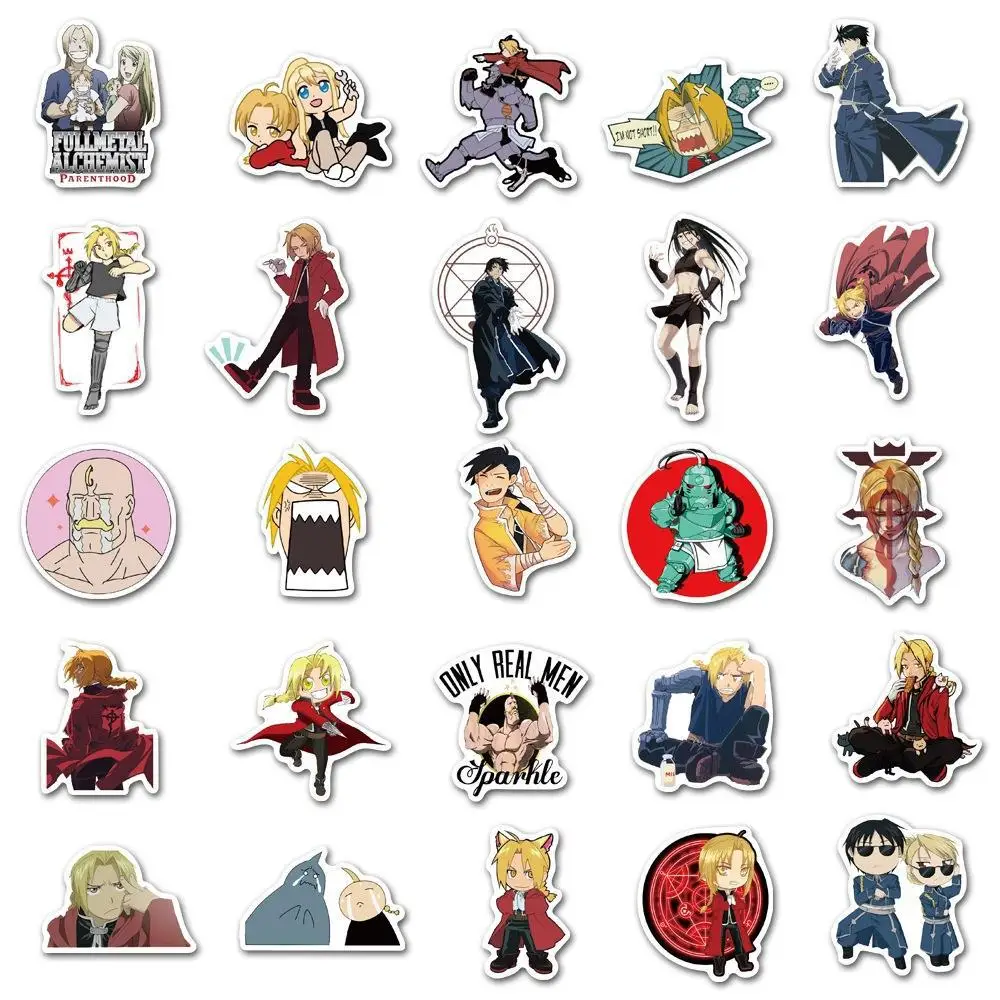 50pcs Fullmetal Alchemist Graffiti Sticker DIY Luggage Notebook Water Cup Stickers Decoration Supplies