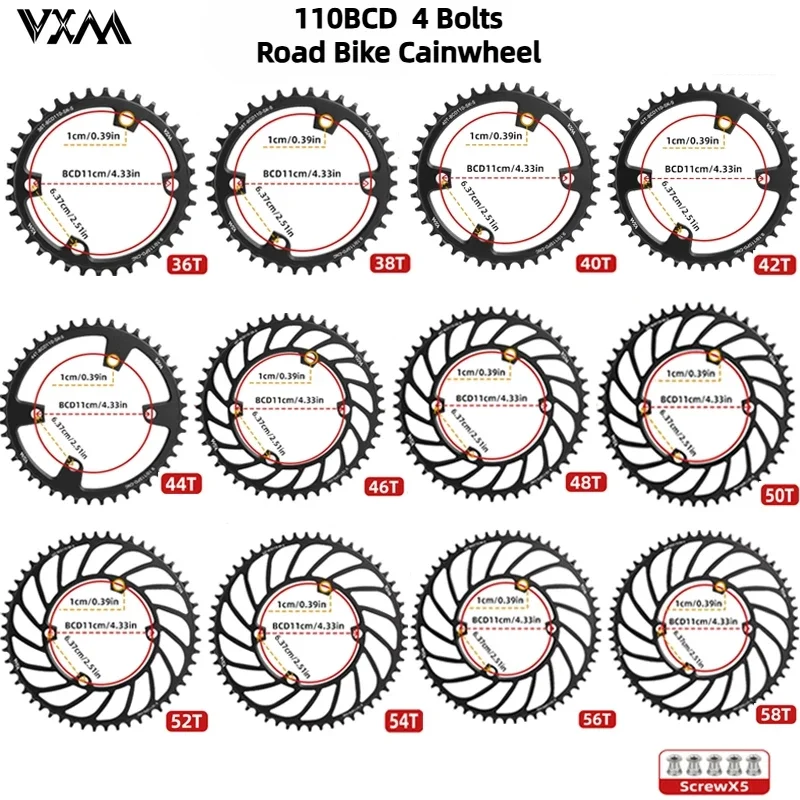 

VXM 4-claw 110BCD Crank Chainring Narrow Wide Chainwheel Road Bike 36-58T For R7000 R8000 R9100 R9000 4700 5800 6800 R7100/R8100