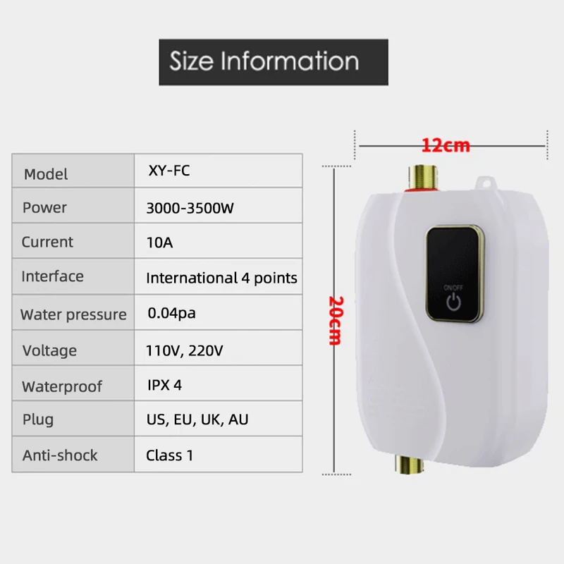Электрический водонагреватель 110 В/220 В для ванной комнаты и кухни, настенный водонагреватель с мгновенным нагревом, 3S, горячий душ, ЖК-дисплей температуры