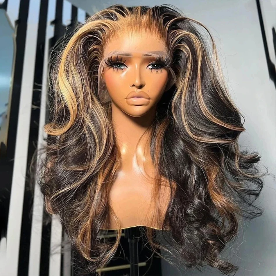 Highlight Body Wave Wig Human Hair Lace Wigs 4/27 Honey Blonde Body Wavy 13x4 Lace Human Hair Wig For Women Brazilian Remy Wig