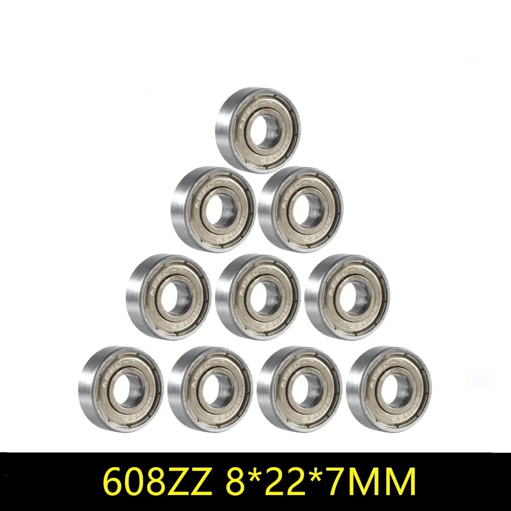 10pcs Deep Groove Ball Bearing 8*22*7 8x22x7 MM 608 ZZ Double Shielded Miniature High-carbon Steel Single Row 608ZZ ABEC-7