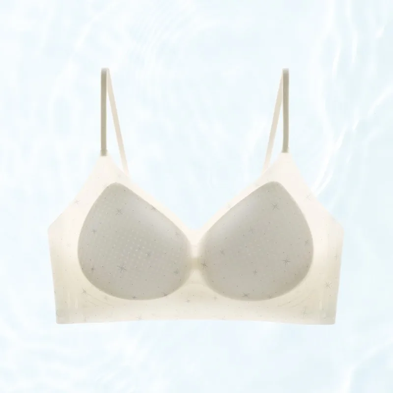 

Sweet Thin Breathable Summer Bra Jelly Soft Support Wireless Small Bust Push Up Side Support Anti Sagging Comfort Lingerie 32-38