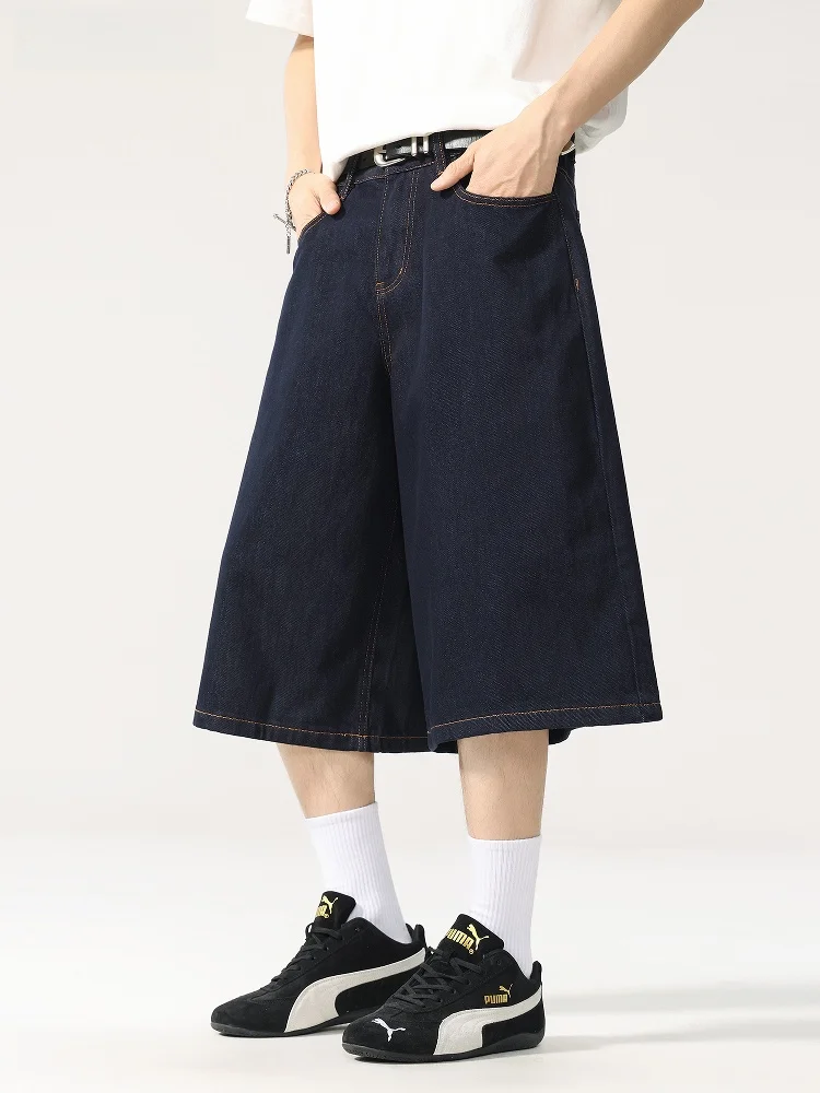 

RB мужские свободные повседневные хлопковые джинсовые брюки на семь футов, винтажные зимние свободные широкие брюки в американском стиле