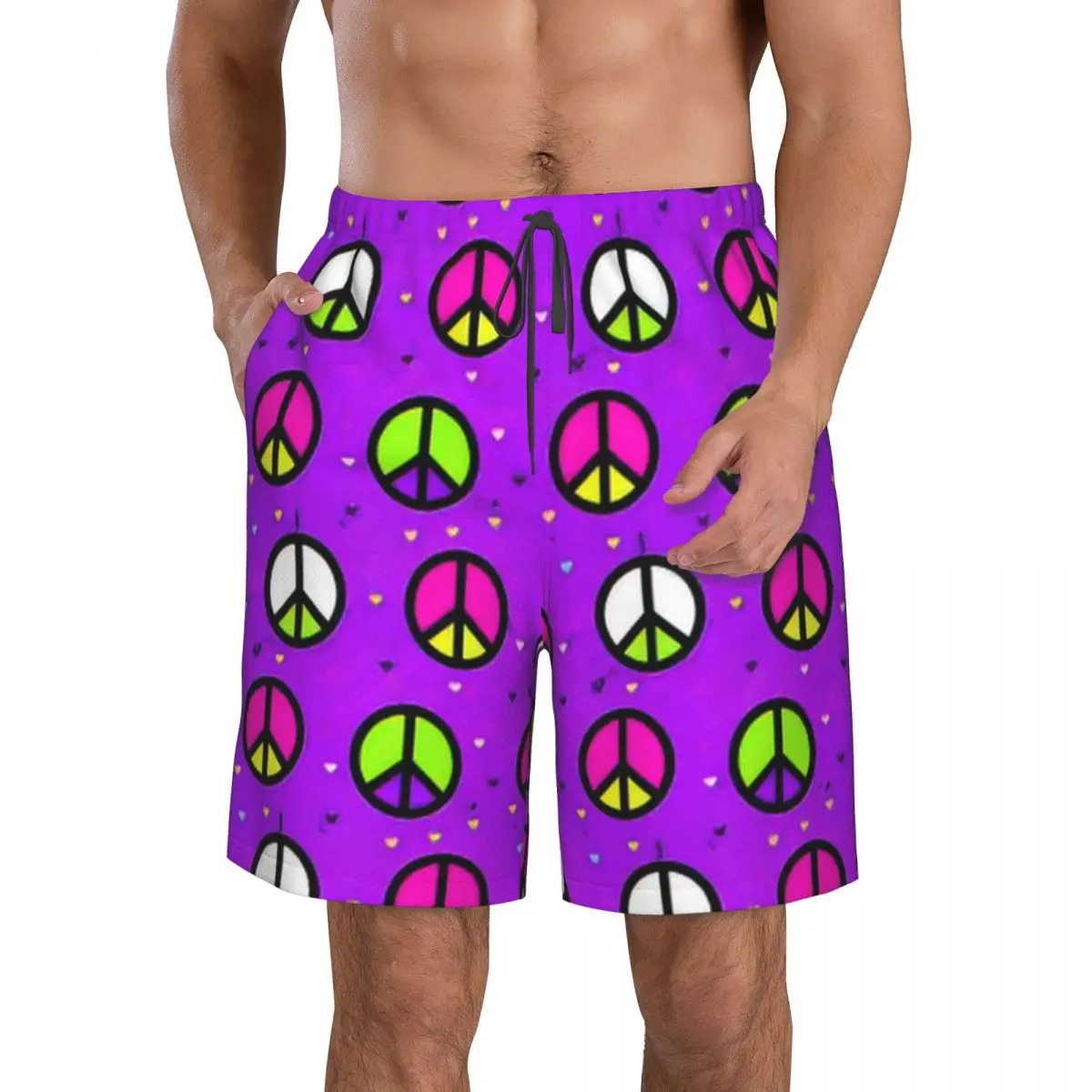 

Hippie Style Men's Beach Shorts Fitness Quick-drying Swimsuit Funny Street Fun 3D Shorts