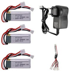 Aggiornamento 7.4V 600mAh LiPo cavo batteria e caricabatterie per WLtoys F959 RC parti giocattolo 7.4v 2s batteria per XK DHC-2 A600 A700 A800 A430