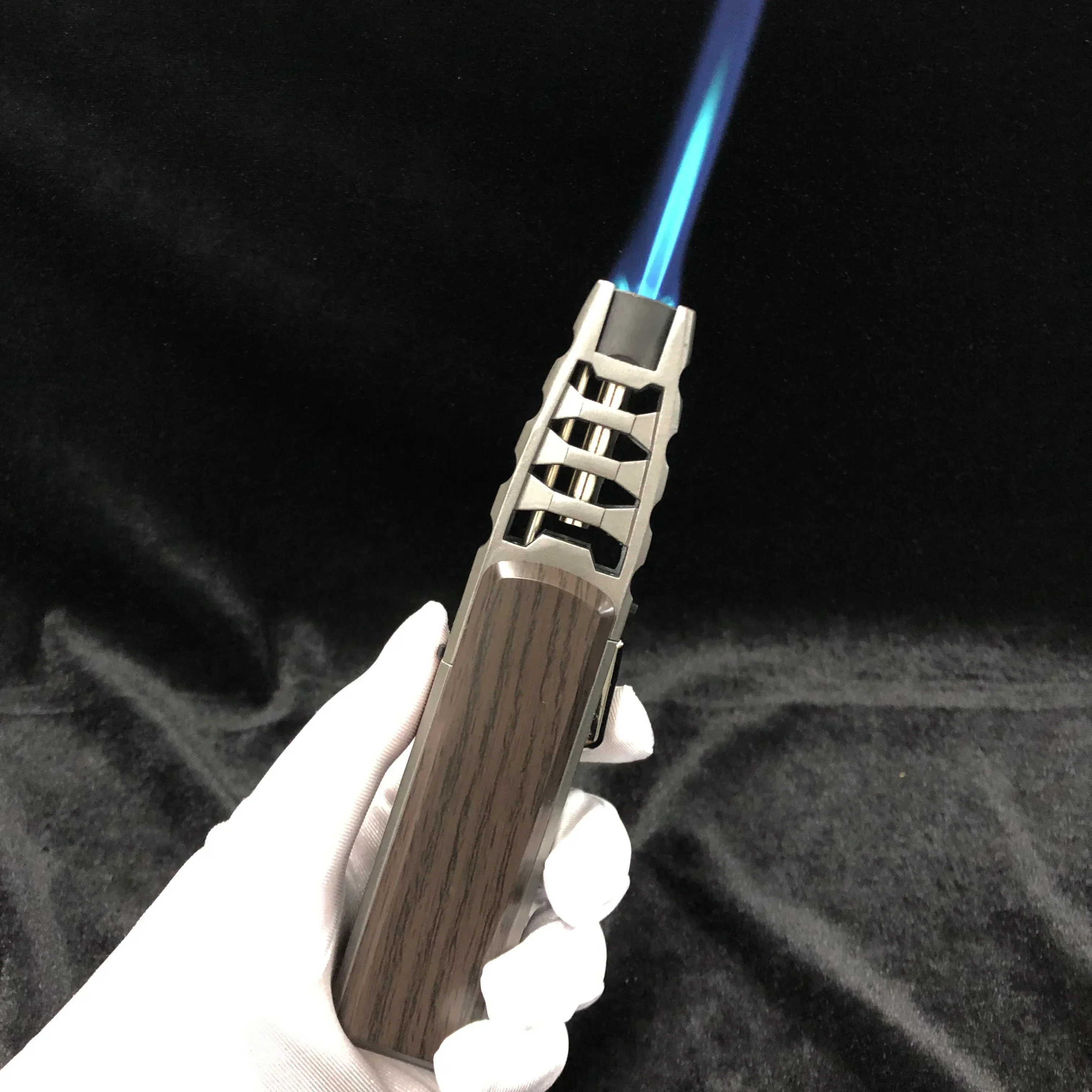 Metal Windproof High Fire Turbine Gas Lighter Portable Outdoor Barbecue Camping Kitchen Fire Gun Men's Gift