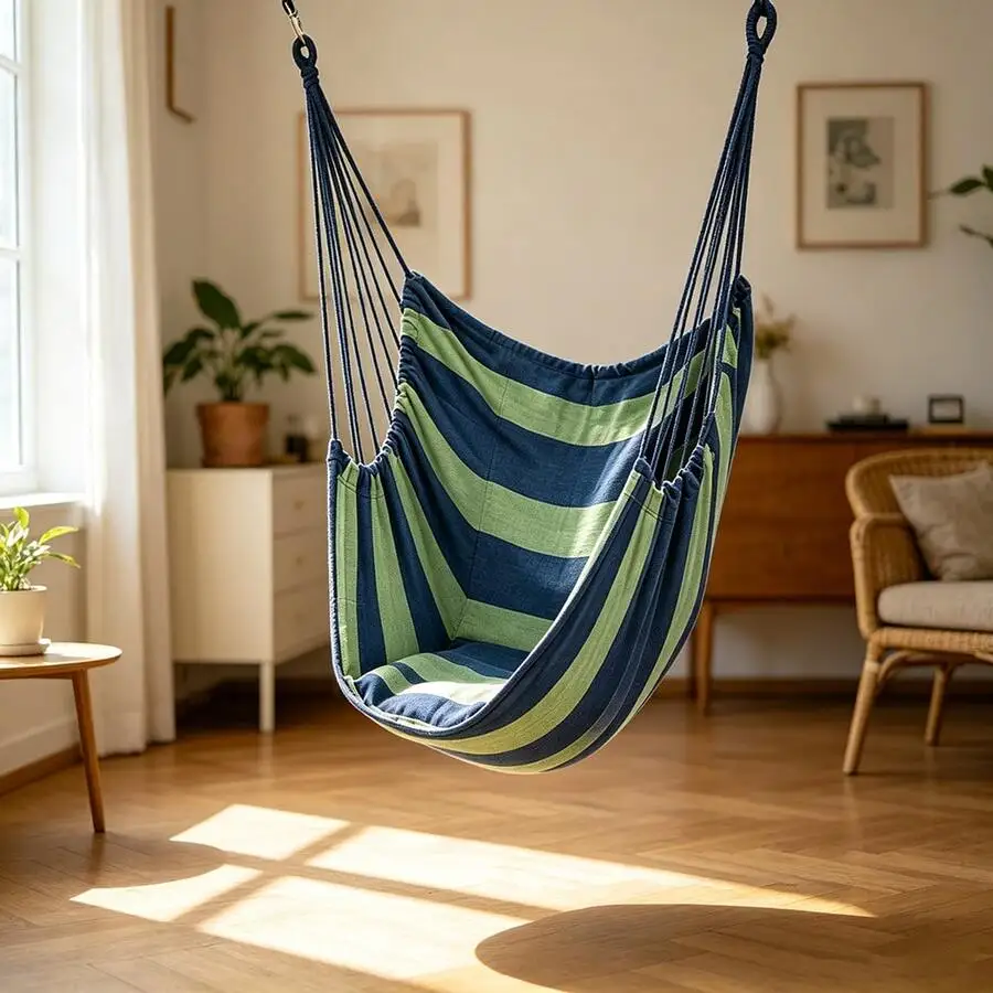 Hammock Chair - Hanging Rope Swing - Max. Weight Capacity: 300 Lbs. Suitable For Indoor And Outdoor Use. Perfect For Outdoor Spa