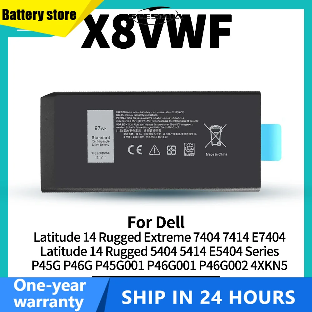 X8VWF Laptop Battery for Dell Latitude 14 Rugged 5404 5414 E5404 Extreme 7404 7414 E7404 Series Notebook VCWGN YGV51 CJ2K1 5XT3V