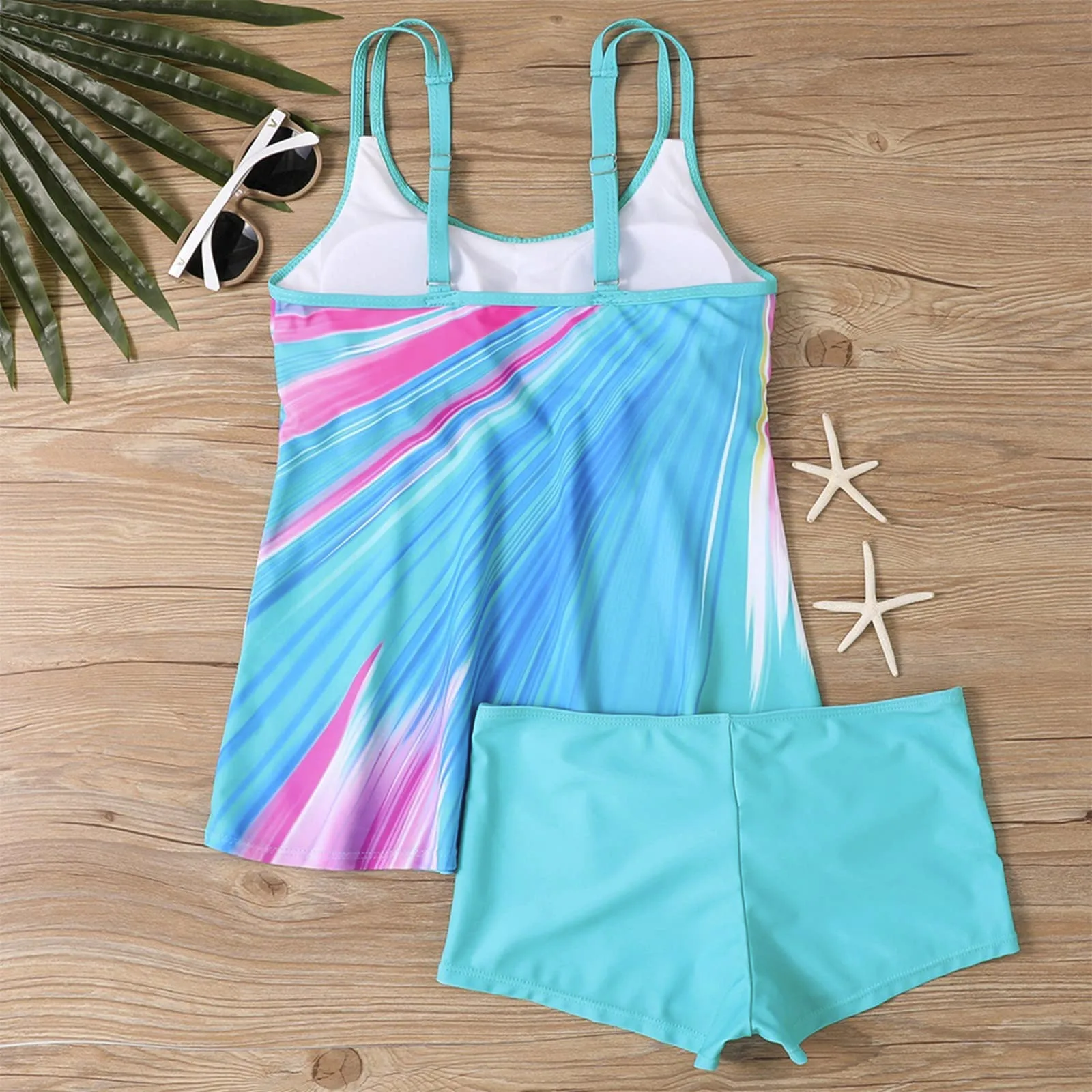 Print Tankini 2024 Two Piece Swimsuit Women High Waist Shorts Swimwear Female Bathers Bathing Swimming Swim Suit Beachwear