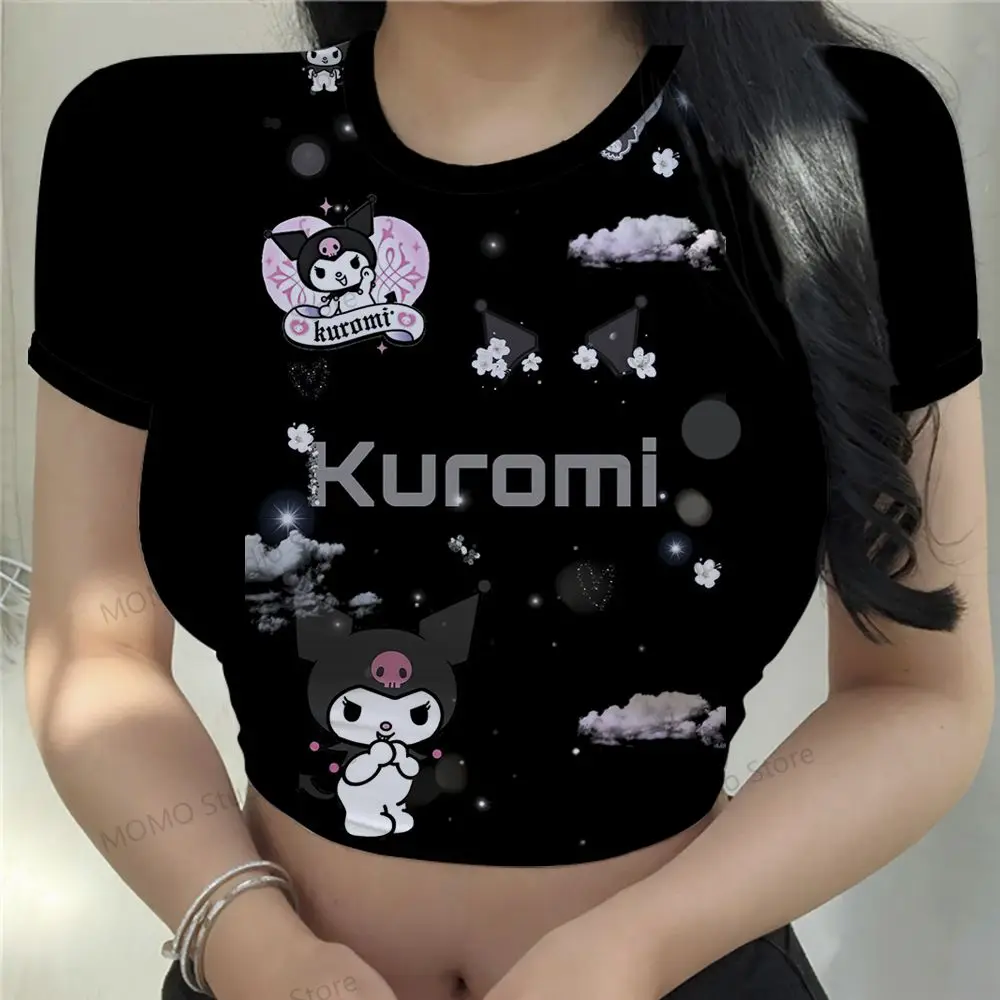 Short Sleeve XS-3XL T Shirt Kuromi Cheap Clothes 2024 Tops Women\'s Crop Top T-shirt Fashion Lovely Streetwear Anime Y2k Summer