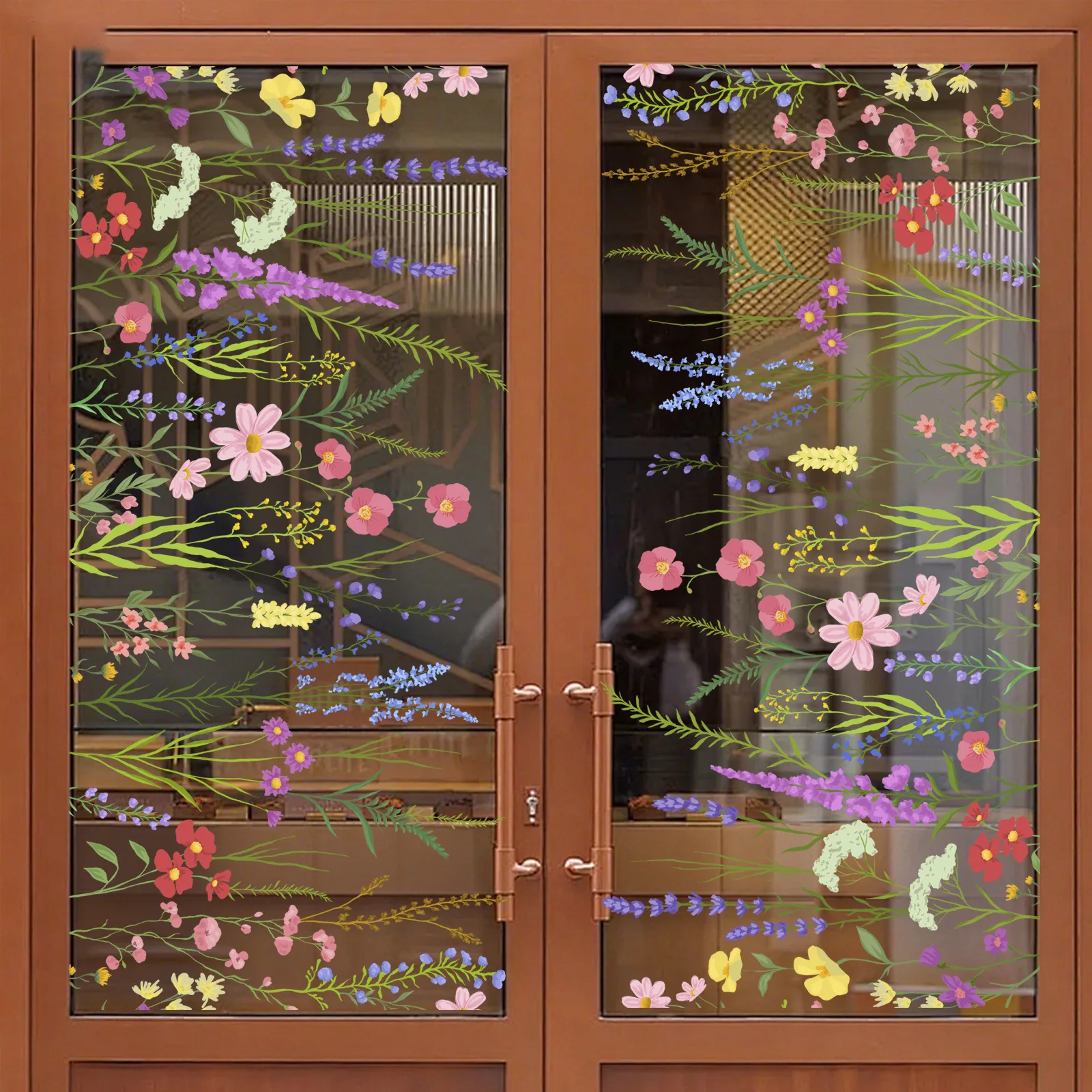 Wildflower Window Clings Double Sided Reusable Static Decals for Living Room Kitchen Bathroom Glass No Removal