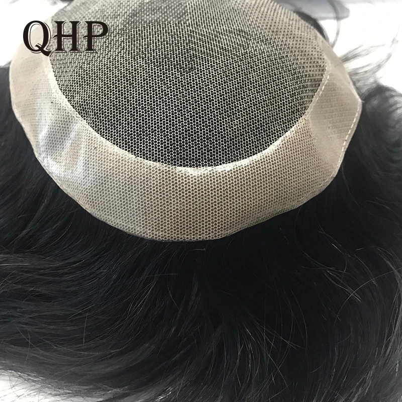 Men Toupee 100%  Real Human Hair Lace And Npu Wig For Men Australia Capillary Prosthesis 6inch Indian Hair Replacement  System